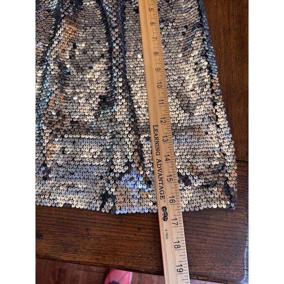 NWT J. Crew Collection Ltd. Edition Silver Sequined Mini Skirt w/Black Lining XL - Picture 7 of 7